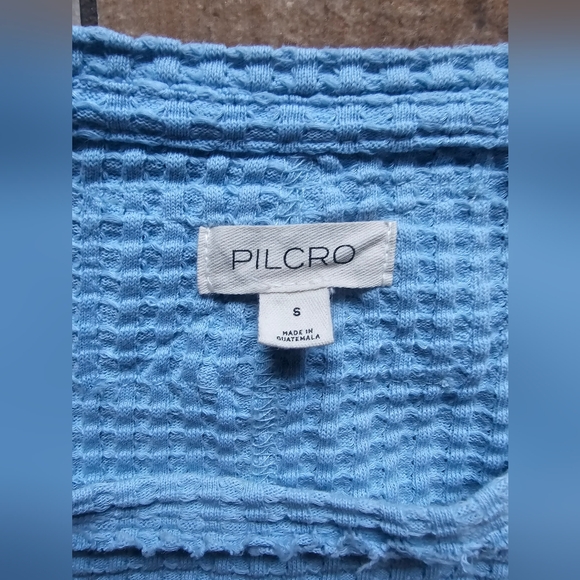 ✨ PILCRO S Anthropologie Waffle Knit Crop Tee | Blue | Effortless Coastal Casual - Picture 8 of 9